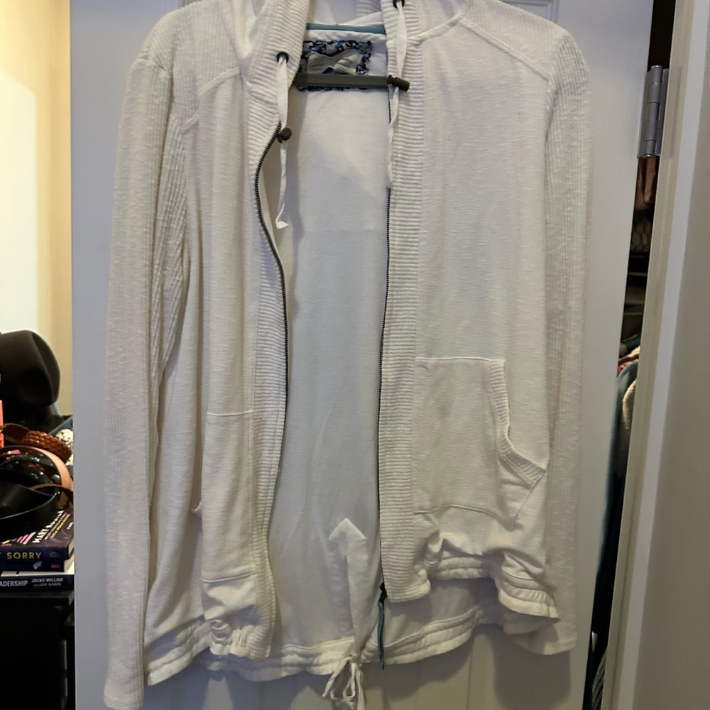 Saturday Sunday White Hooded Cardigan with Pockets